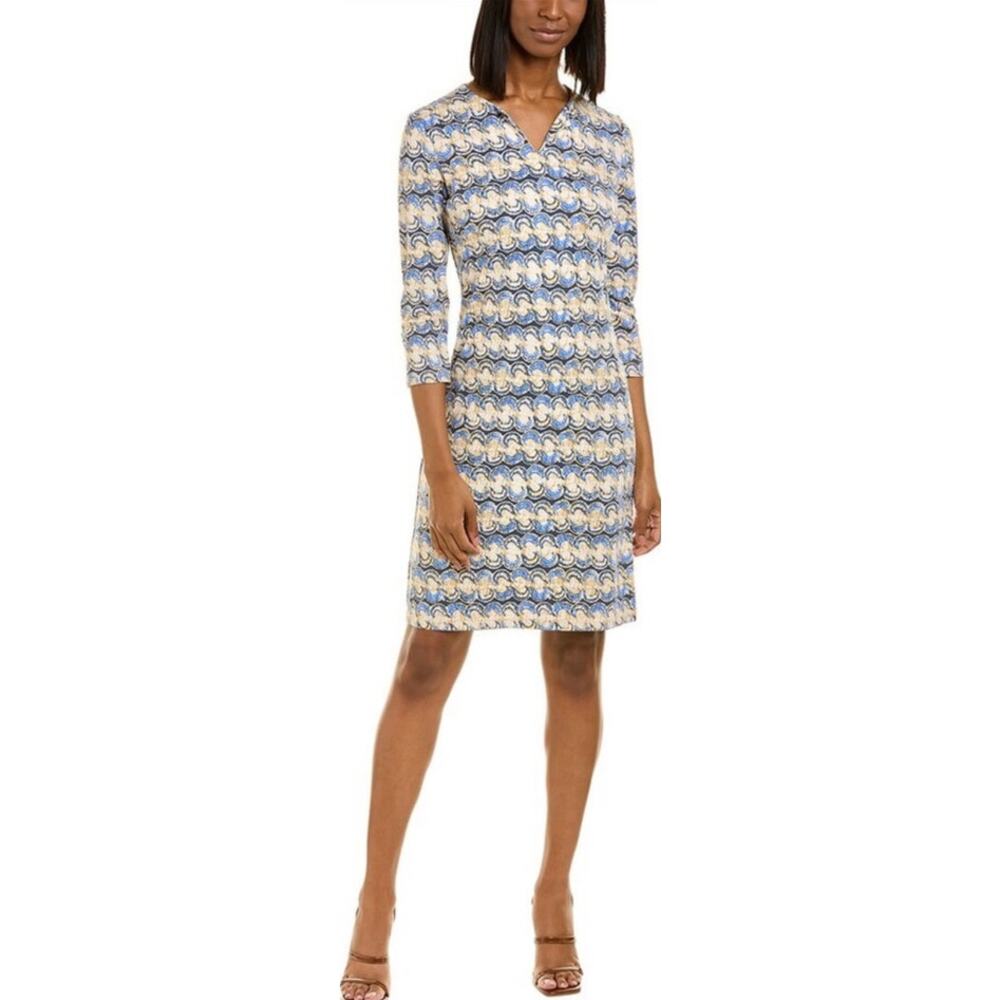 J. McLaughlin Womens Catalina Cloth Ivana Sheath Dress Medium Blue V Neck